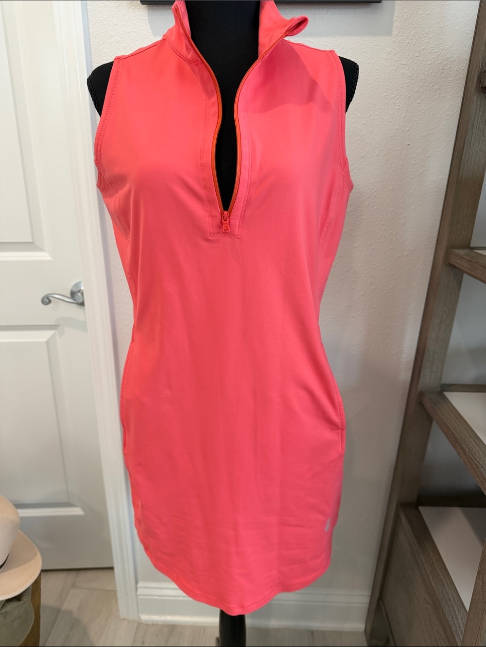 Tommy Bahama Coral Pink Sleeveless Zip-Front Dress
